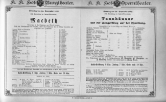 Theaterzettel (Oper und Burgtheater in Wien) 18920925 Seite: 1