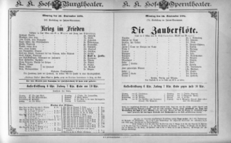 Theaterzettel (Oper und Burgtheater in Wien) 18920926 Seite: 1