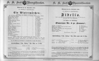 Theaterzettel (Oper und Burgtheater in Wien) 18920928 Seite: 1