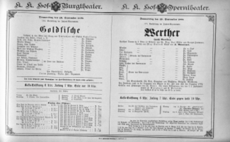 Theaterzettel (Oper und Burgtheater in Wien) 18920929 Seite: 1