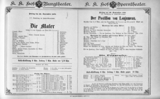 Theaterzettel (Oper und Burgtheater in Wien) 18920930 Seite: 1