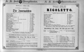 Theaterzettel (Oper und Burgtheater in Wien) 18921001 Seite: 1