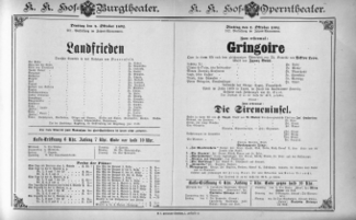 Theaterzettel (Oper und Burgtheater in Wien) 18921004 Seite: 1
