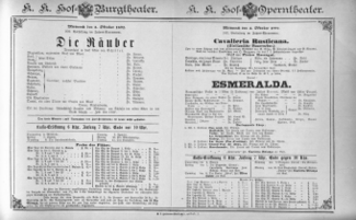 Theaterzettel (Oper und Burgtheater in Wien) 18921005 Seite: 1