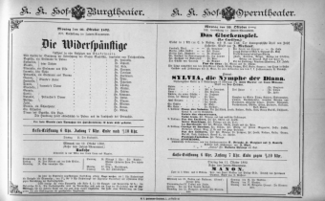 Theaterzettel (Oper und Burgtheater in Wien) 18921010 Seite: 1