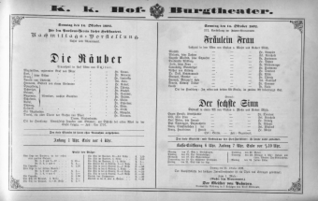 Theaterzettel (Oper und Burgtheater in Wien) 18921016 Seite: 1