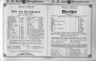 Theaterzettel (Oper und Burgtheater in Wien) 18921017 Seite: 1