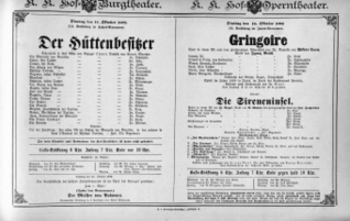 Theaterzettel (Oper und Burgtheater in Wien) 18921018 Seite: 1