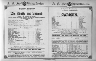 Theaterzettel (Oper und Burgtheater in Wien) 18921104 Seite: 1