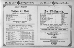Theaterzettel (Oper und Burgtheater in Wien) 18921111 Seite: 1