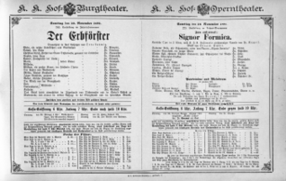 Theaterzettel (Oper und Burgtheater in Wien) 18921119 Seite: 1