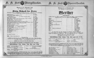 Theaterzettel (Oper und Burgtheater in Wien) 18921121 Seite: 1