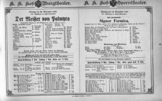 Theaterzettel (Oper und Burgtheater in Wien) 18921122 Seite: 1