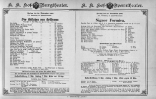 Theaterzettel (Oper und Burgtheater in Wien) 18921125 Seite: 1