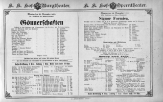 Theaterzettel (Oper und Burgtheater in Wien) 18921128 Seite: 1