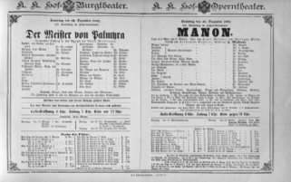 Theaterzettel (Oper und Burgtheater in Wien) 18921210 Seite: 1