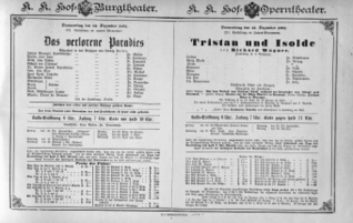Theaterzettel (Oper und Burgtheater in Wien) 18921215 Seite: 1
