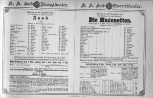 Theaterzettel (Oper und Burgtheater in Wien) 18921220 Seite: 1