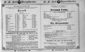 Theaterzettel (Oper und Burgtheater in Wien) 18921229 Seite: 1