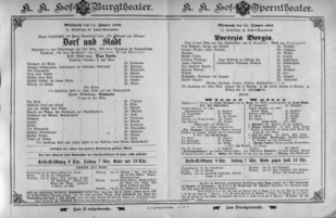Theaterzettel (Oper und Burgtheater in Wien) 18930111 Seite: 1