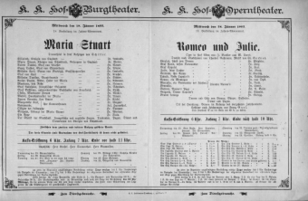 Theaterzettel (Oper und Burgtheater in Wien) 18930118 Seite: 1