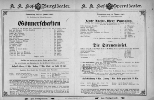 Theaterzettel (Oper und Burgtheater in Wien) 18930119 Seite: 1