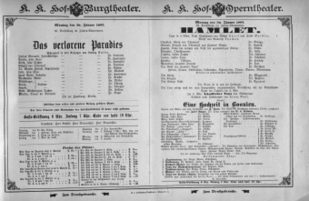 Theaterzettel (Oper und Burgtheater in Wien) 18930130 Seite: 1