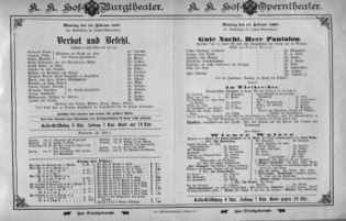 Theaterzettel (Oper und Burgtheater in Wien) 18930213 Seite: 1