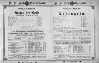 Theaterzettel (Oper und Burgtheater in Wien) 18930215 Seite: 1