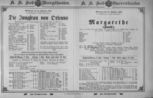 Theaterzettel (Oper und Burgtheater in Wien) 18930222 Seite: 1