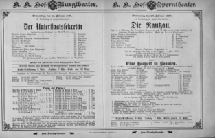 Theaterzettel (Oper und Burgtheater in Wien) 18930223 Seite: 1