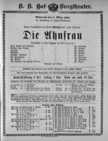 Theaterzettel (Oper und Burgtheater in Wien) 18930301 Seite: 1