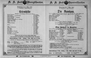 Theaterzettel (Oper und Burgtheater in Wien) 18930302 Seite: 1