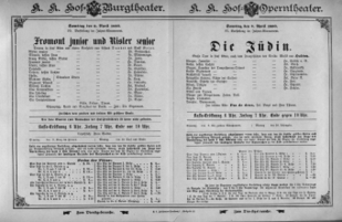 Theaterzettel (Oper und Burgtheater in Wien) 18930408 Seite: 1