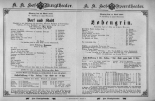 Theaterzettel (Oper und Burgtheater in Wien) 18930410 Seite: 1