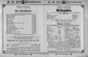Theaterzettel (Oper und Burgtheater in Wien) 18930414 Seite: 1