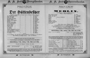 Theaterzettel (Oper und Burgtheater in Wien) 18930415 Seite: 1