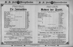 Theaterzettel (Oper und Burgtheater in Wien) 18930418 Seite: 1