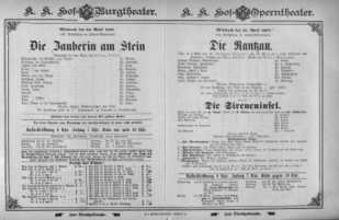 Theaterzettel (Oper und Burgtheater in Wien) 18930426 Seite: 1