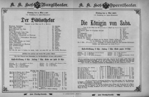 Theaterzettel (Oper und Burgtheater in Wien) 18930502 Seite: 1