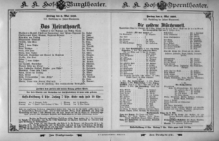 Theaterzettel (Oper und Burgtheater in Wien) 18930505 Seite: 1