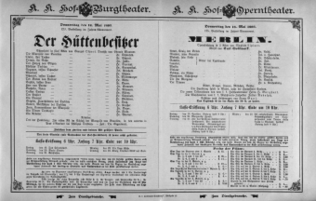 Theaterzettel (Oper und Burgtheater in Wien) 18930518 Seite: 1