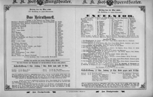 Theaterzettel (Oper und Burgtheater in Wien) 18930519 Seite: 1