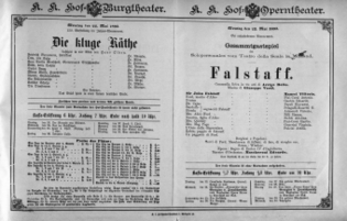 Theaterzettel (Oper und Burgtheater in Wien) 18930522 Seite: 1
