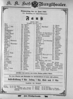 Theaterzettel (Oper und Burgtheater in Wien) 18930615 Seite: 1