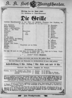 Theaterzettel (Oper und Burgtheater in Wien) 18930616 Seite: 1