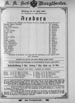 Theaterzettel (Oper und Burgtheater in Wien) 18930618 Seite: 1