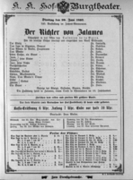 Theaterzettel (Oper und Burgtheater in Wien) 18930620 Seite: 1