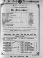 Theaterzettel (Oper und Burgtheater in Wien) 18930624 Seite: 1