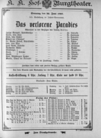 Theaterzettel (Oper und Burgtheater in Wien) 18930625 Seite: 1